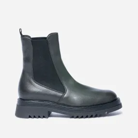 Chelsea boots TEXTO kaki en cuir à semelle crantée - Boots / bottines Femme | ERAM